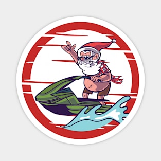 Jet Ski Santa Cartoon Magnet